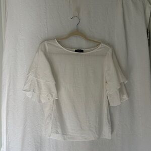 Lord & Taylor white Layered Ruffle Sleeve Blouse
